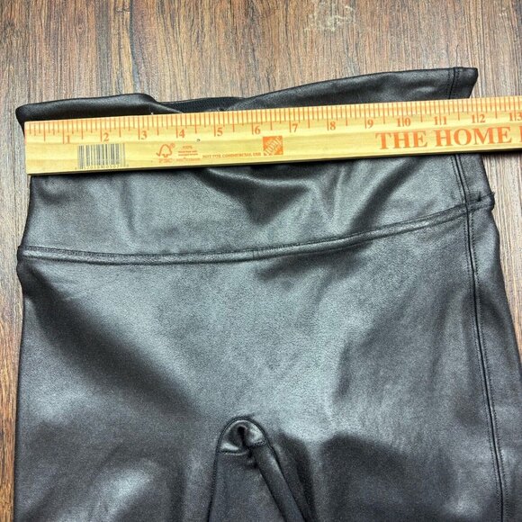 Spanx Black Vegan Leather Leggings Size Medium Power Waistband - Picture 6 of 10